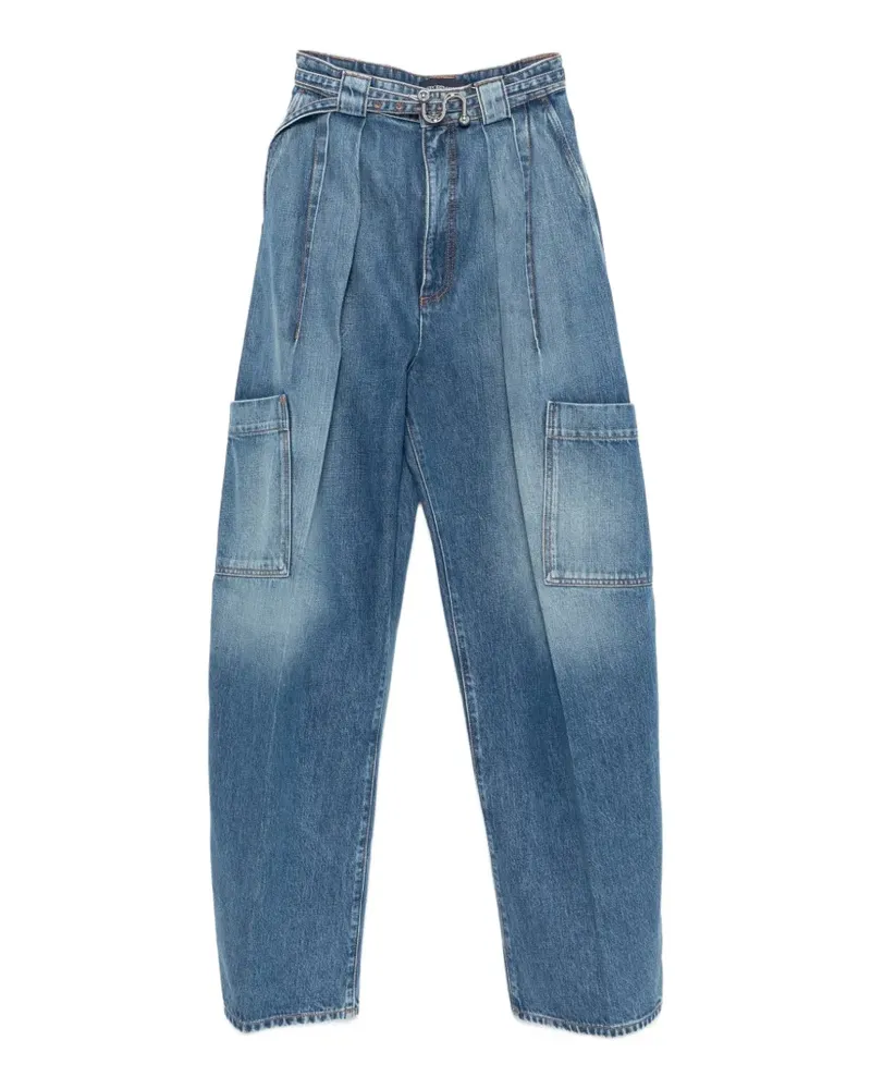 SPORTMAX Cargo-Jeans mit Falten - Blau Blau
