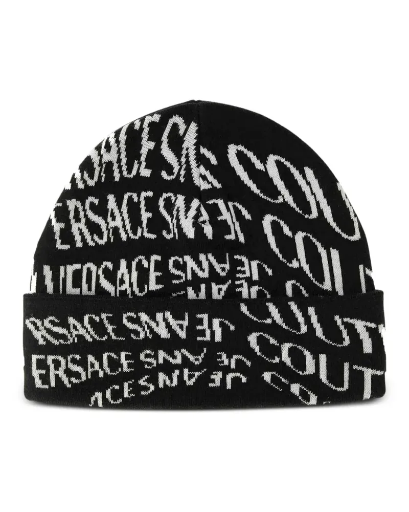 Versace Jeans Beanie mit Logo-Jacquardmuster - Schwarz Schwarz