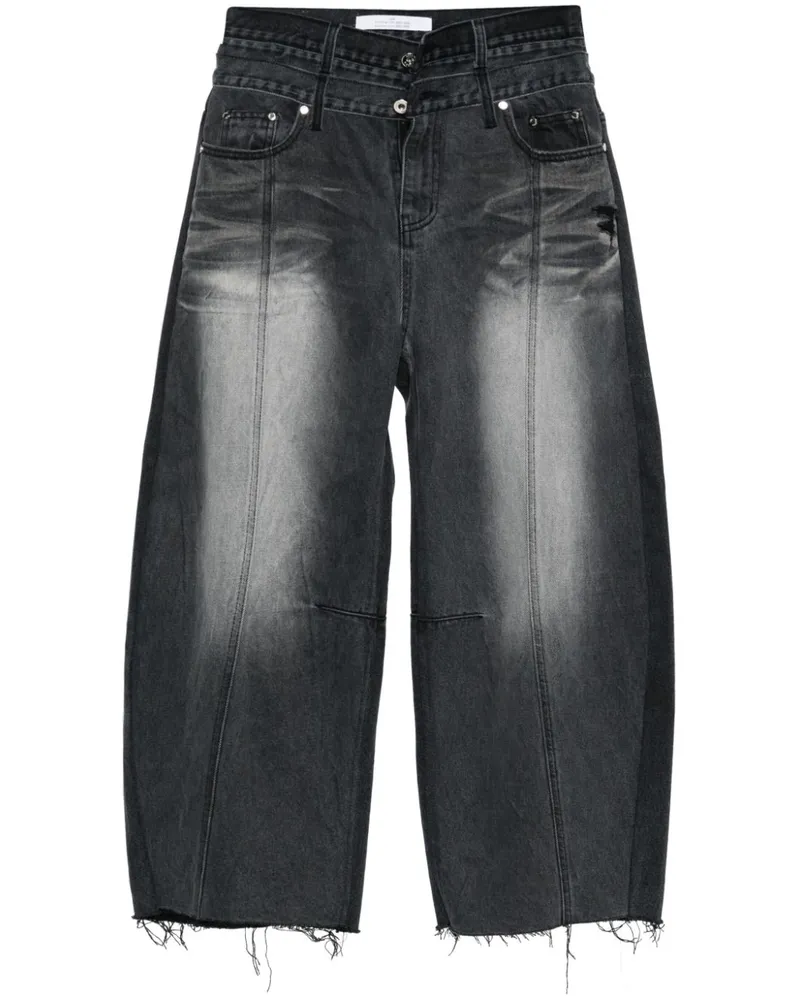 Rokh Ballon Jeans im Layering-Look - Schwarz Schwarz