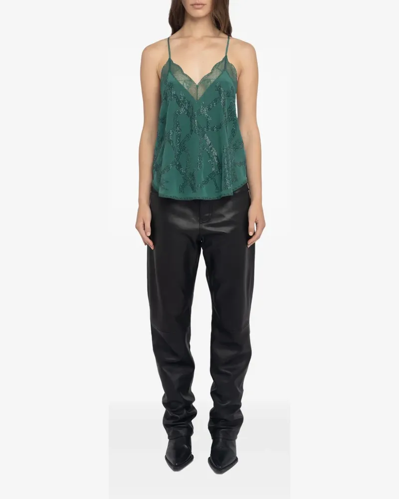 Zadig & Voltaire Top mit Spitzeneinsätzen - Grün Grün