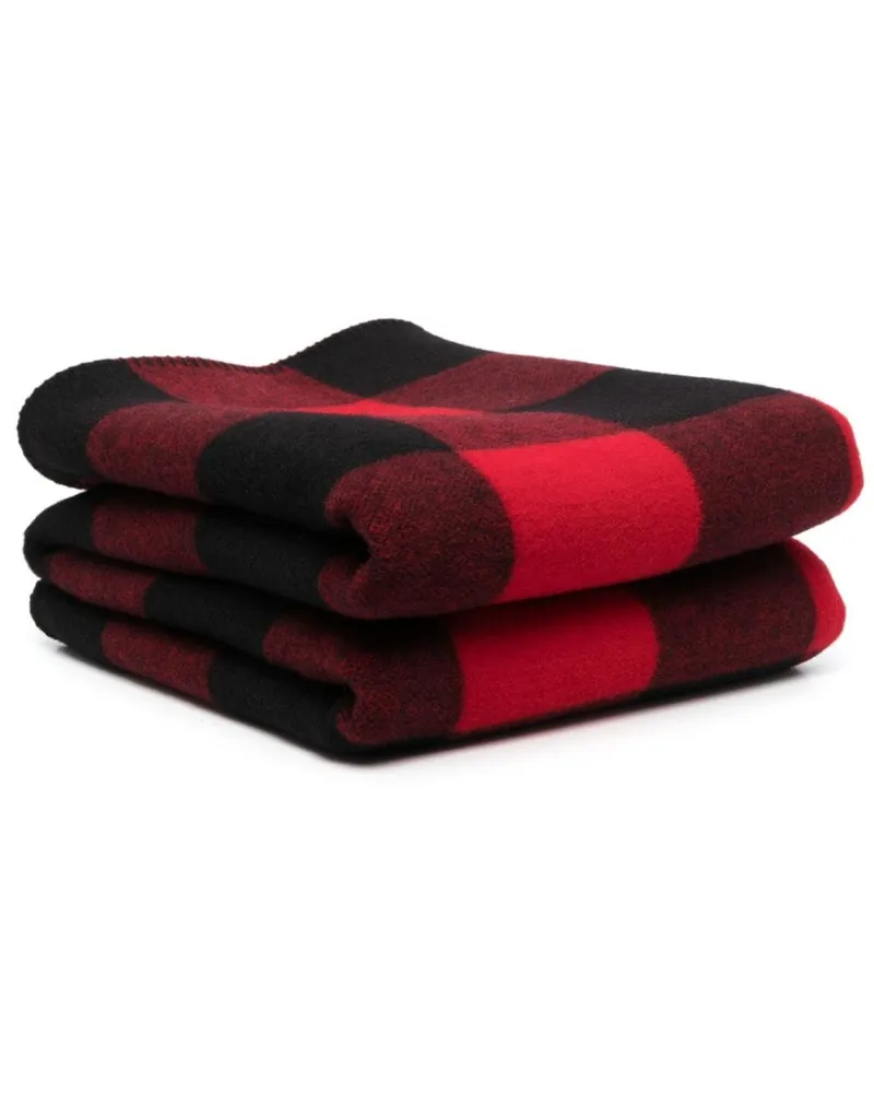 Woolrich Gestrickte Decke mit Karomuster - Rot Rot