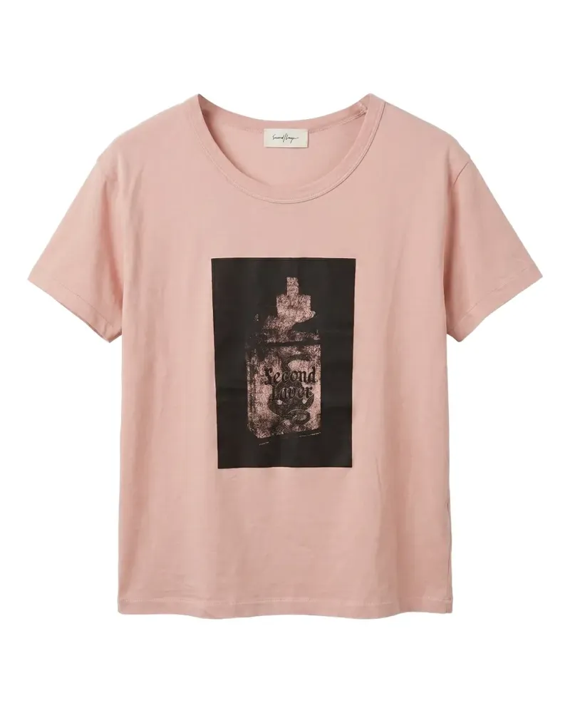 Second/Layer T-Shirt mit grafischem Print - Rosa Rosa