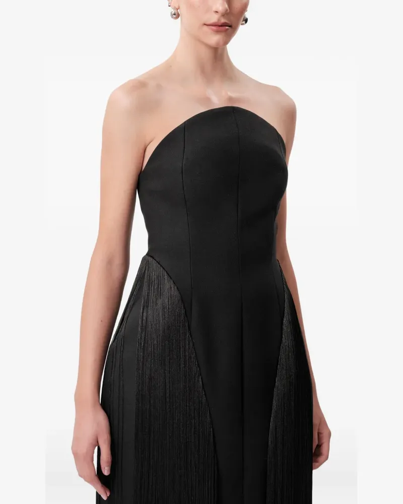 CONCEPTO Drama fringed strapless gown - Schwarz Schwarz