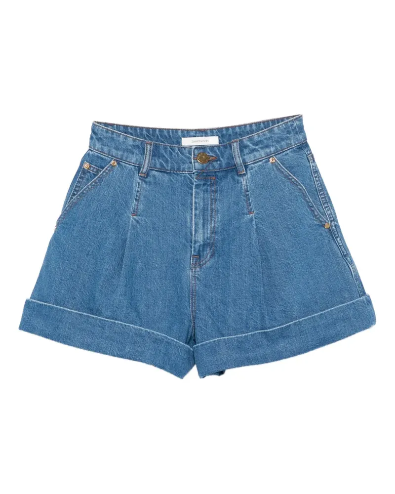 Zimmermann pleated cuffed shorts - Blau Blau