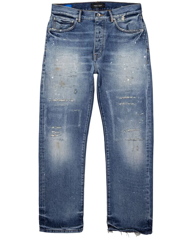 PURPLE BRAND Gerade Jeans im Distressed-Look - Blau Blau