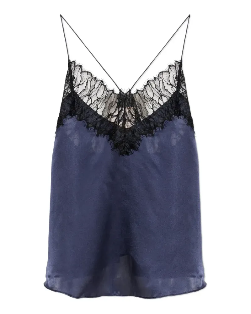IRO NEWIN lace-trimmed silk top - Blau Blau