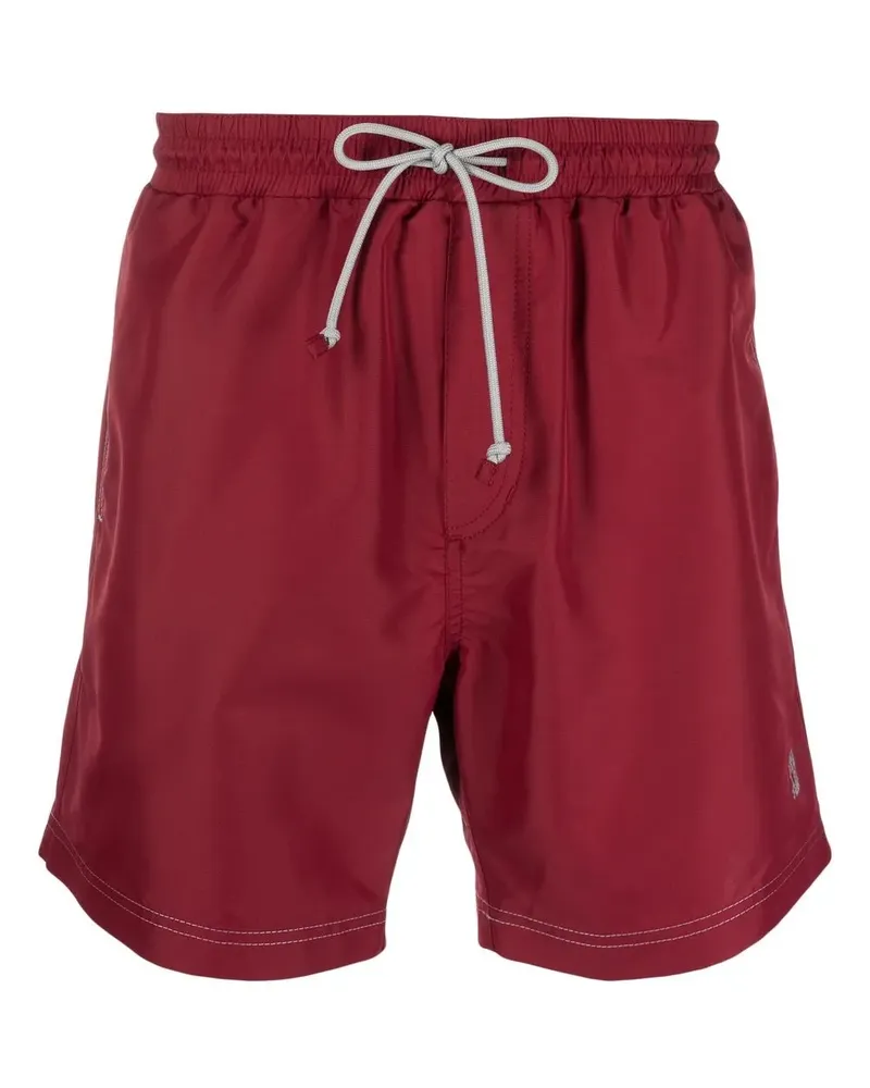 Brunello Cucinelli Badeshorts mit Logo-Stickerei - Rot Rot