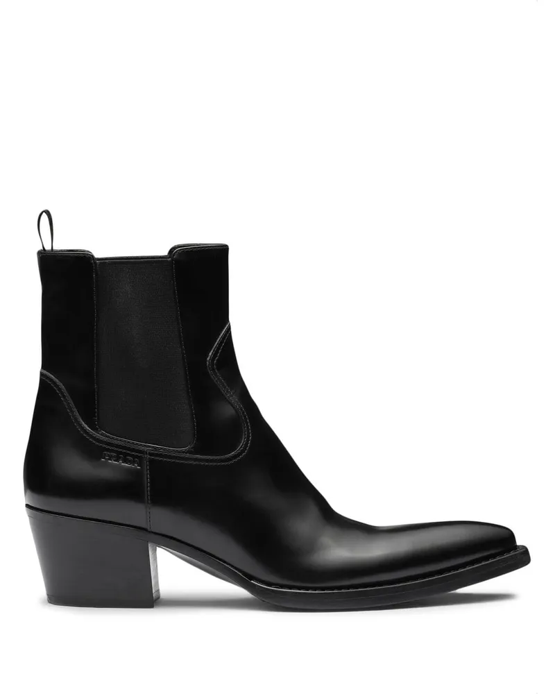 Prada Chelsea-Boots aus gebürstetem Leder - Schwarz Schwarz
