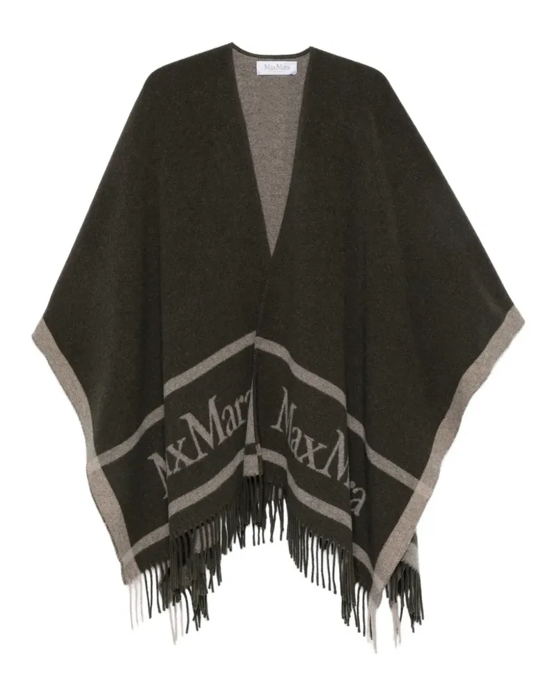 Max Mara Poncho mit Logo-Print - Grün Grün