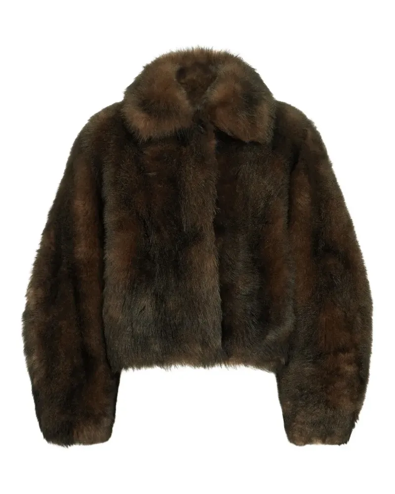 Brunello Cucinelli soft-shearling outerwear jacket with shiny zipper pull - Braun Braun