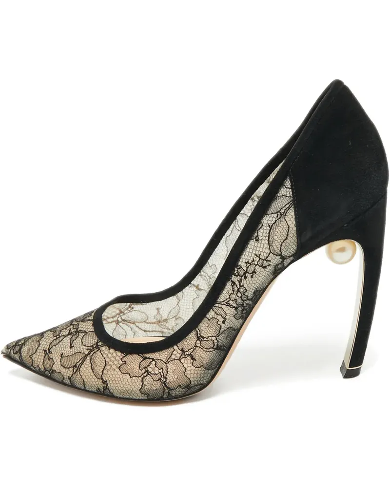 Nicholas Kirkwood Mira Pumps aus Wildleder mit Spitze - Schwarz Schwarz