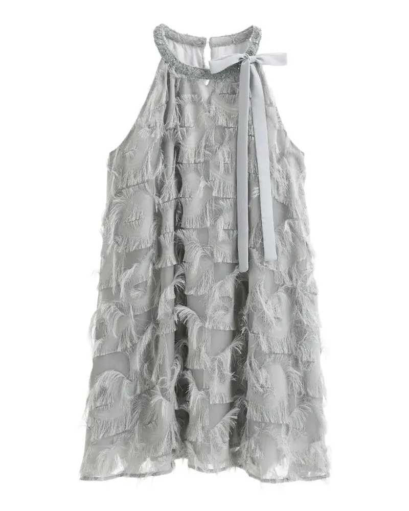 b+ab fringe-detailed halter-neck mini dress - Grau Grau