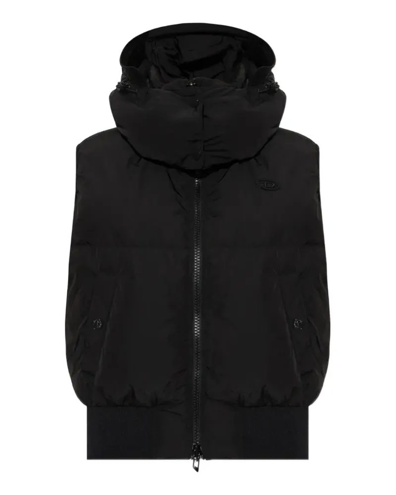 Diesel logo quilted hooded gilet - Schwarz Schwarz