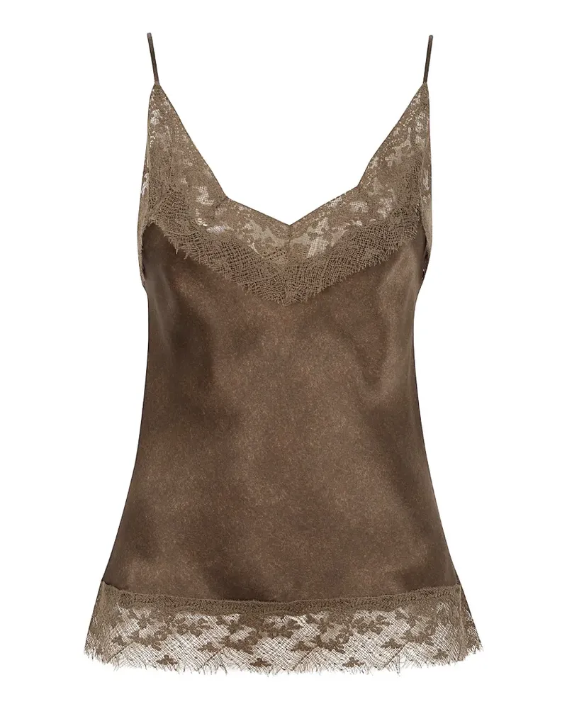 Ermanno Scervino lace-trim camisole top - Braun Braun