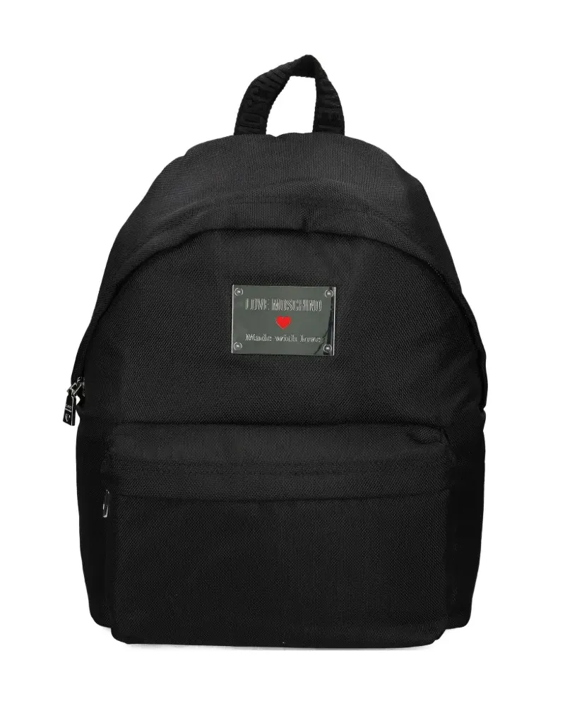 Moschino Rucksack mit Logo-Schild - Schwarz Schwarz