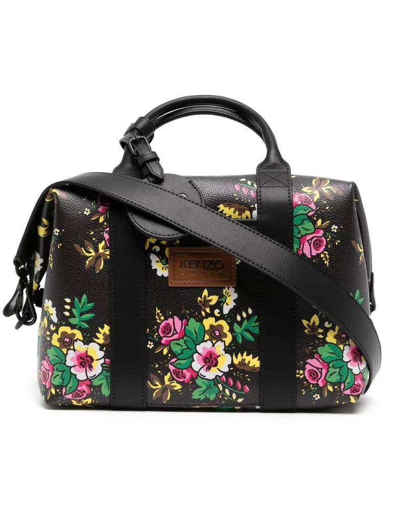 Kenzo Schultertasche mit Blumen-Print Schwarz