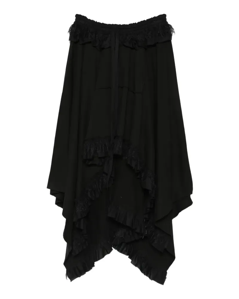 Ann Demeulemeester lace-trim midi skirt - Schwarz Schwarz