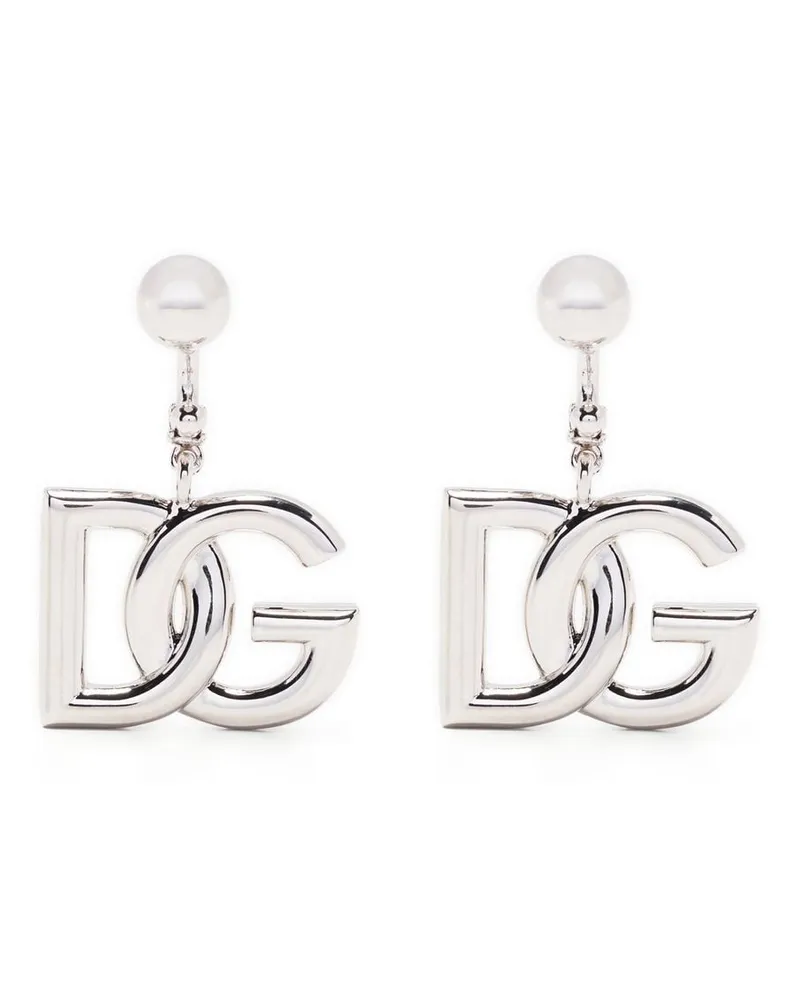 Dolce & Gabbana Hängeohrringe mit verschlungenem Logo Silber