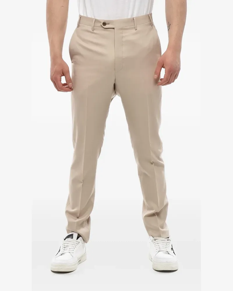 Corneliani virgin-wool twill trousers - Nude Nude