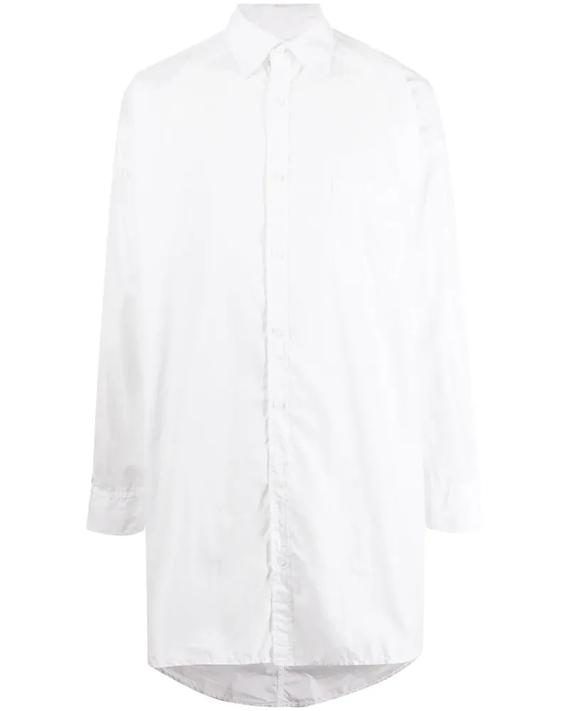 Yohji Yamamoto Hemd mit Knitteroptik - Weiß Weiß
