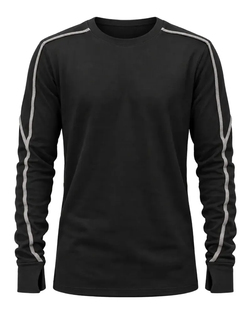 THOM KROM 960 Langarmshirt mit sichtbaren Nähten - Schwarz Schwarz