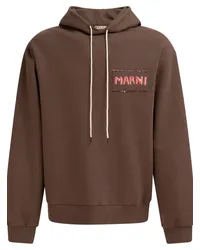 Marni Hoodie mit Logo-Patch Braun