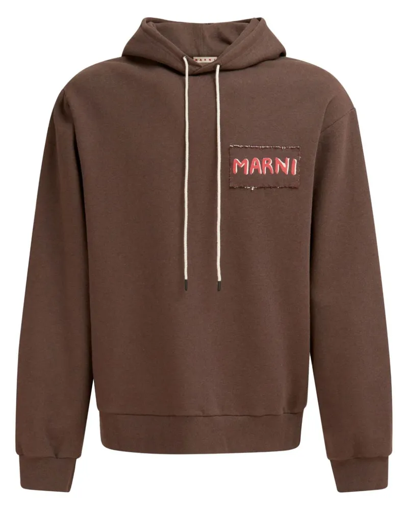 Marni Hoodie mit Logo-Patch Braun