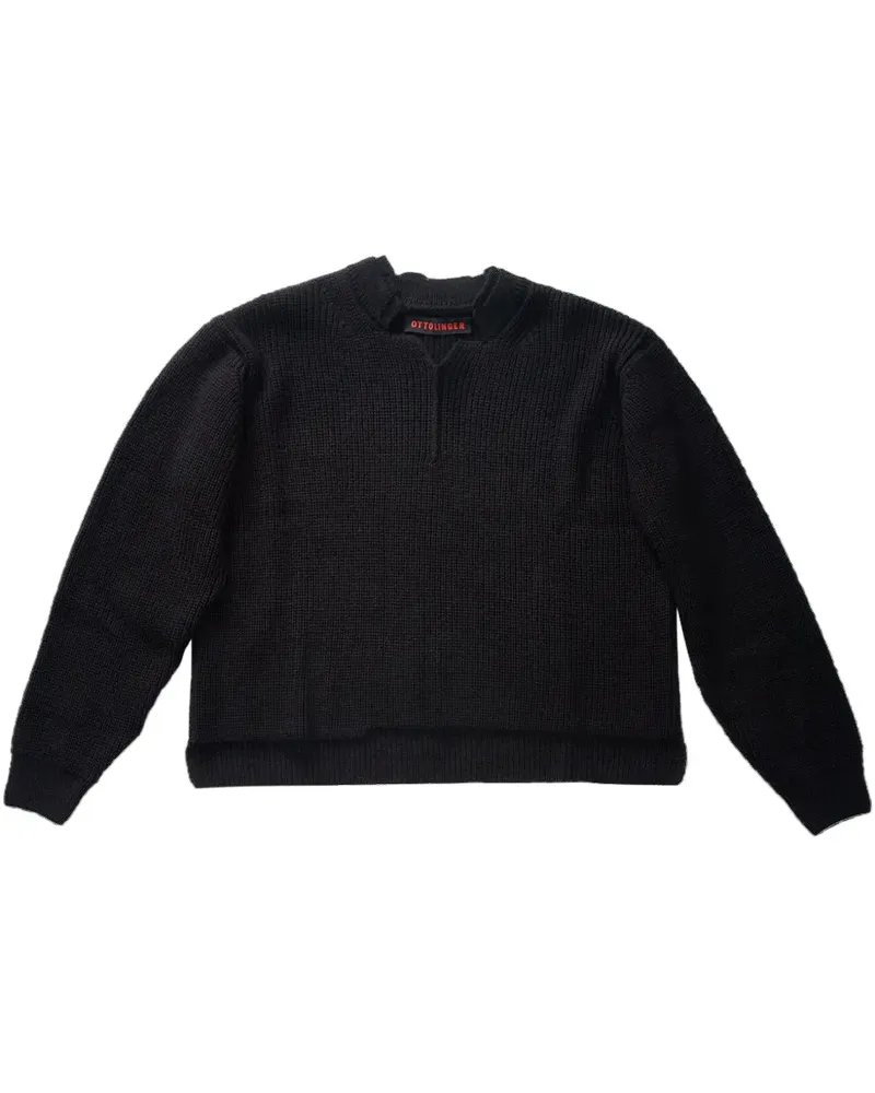 OTTOLINGER Black" Pullover mit Lochstrickkragen - Schwarz Schwarz