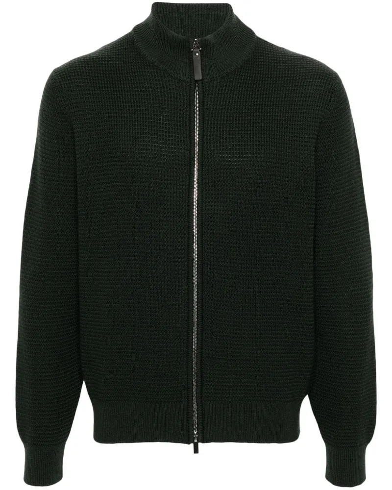 Canali Cardigan mit Waffelstrick-Muster - Grün Grün