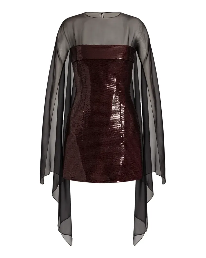 Alberta Ferretti Minikleid mit Pailletten und Cape-Overlay - Schwarz Schwarz