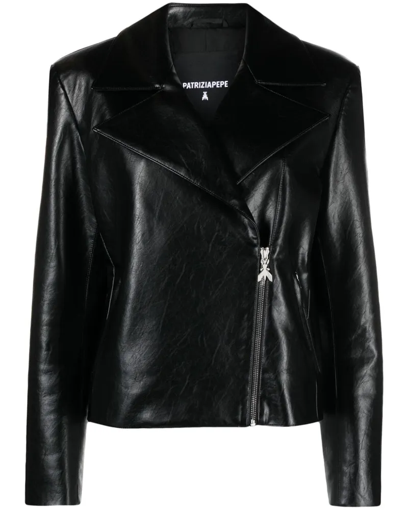 Patrizia Pepe Bikerjacke aus Faux Leder - Schwarz Schwarz