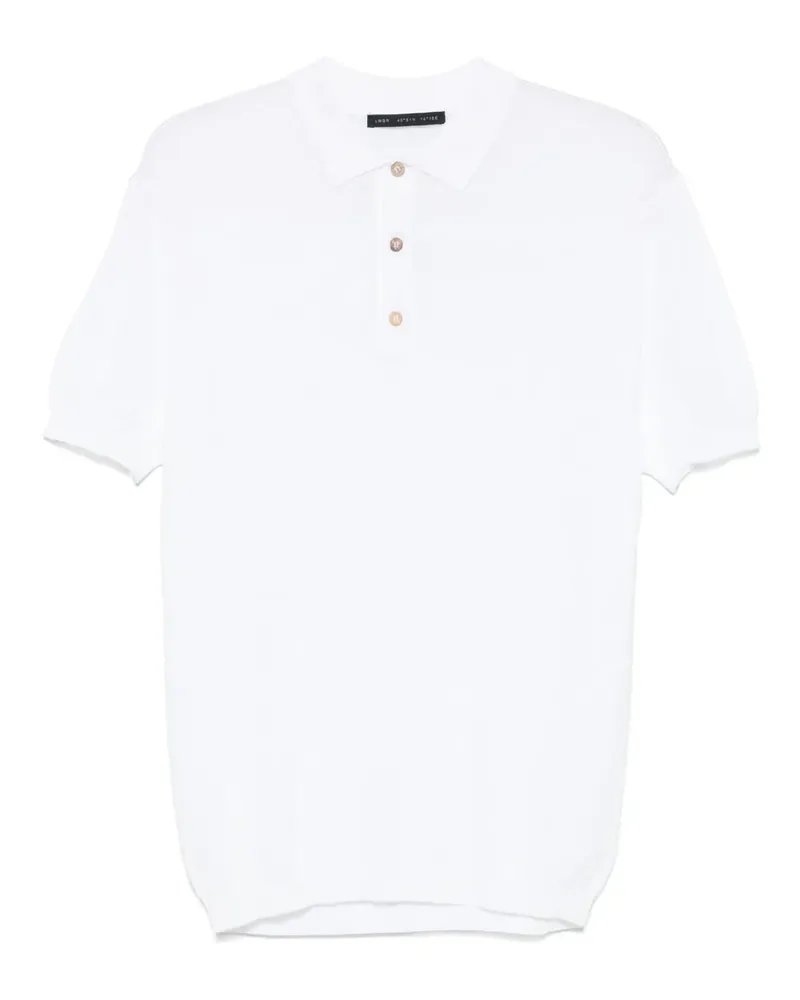 Low Brand Poloshirt mit Webmuster - Weiß Weiß