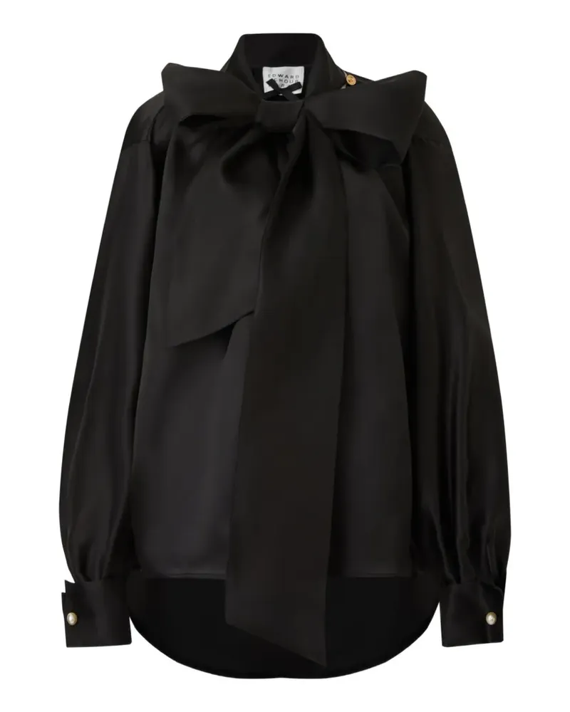 Edward Achour Bluse mit Schleife - Schwarz Schwarz