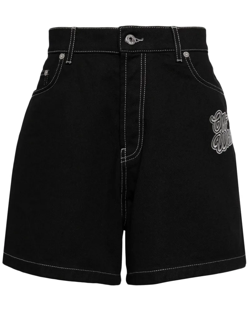 OFF-WHITE Jeans-Shorts mit Logo-Applikation - Schwarz Schwarz
