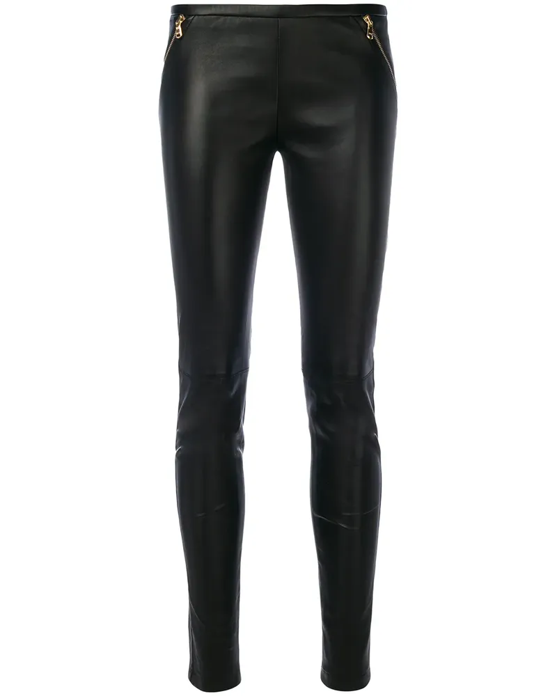 Emilio Pucci Schmale Lederhose mit Reißverschlusstaschen - Schwarz Schwarz