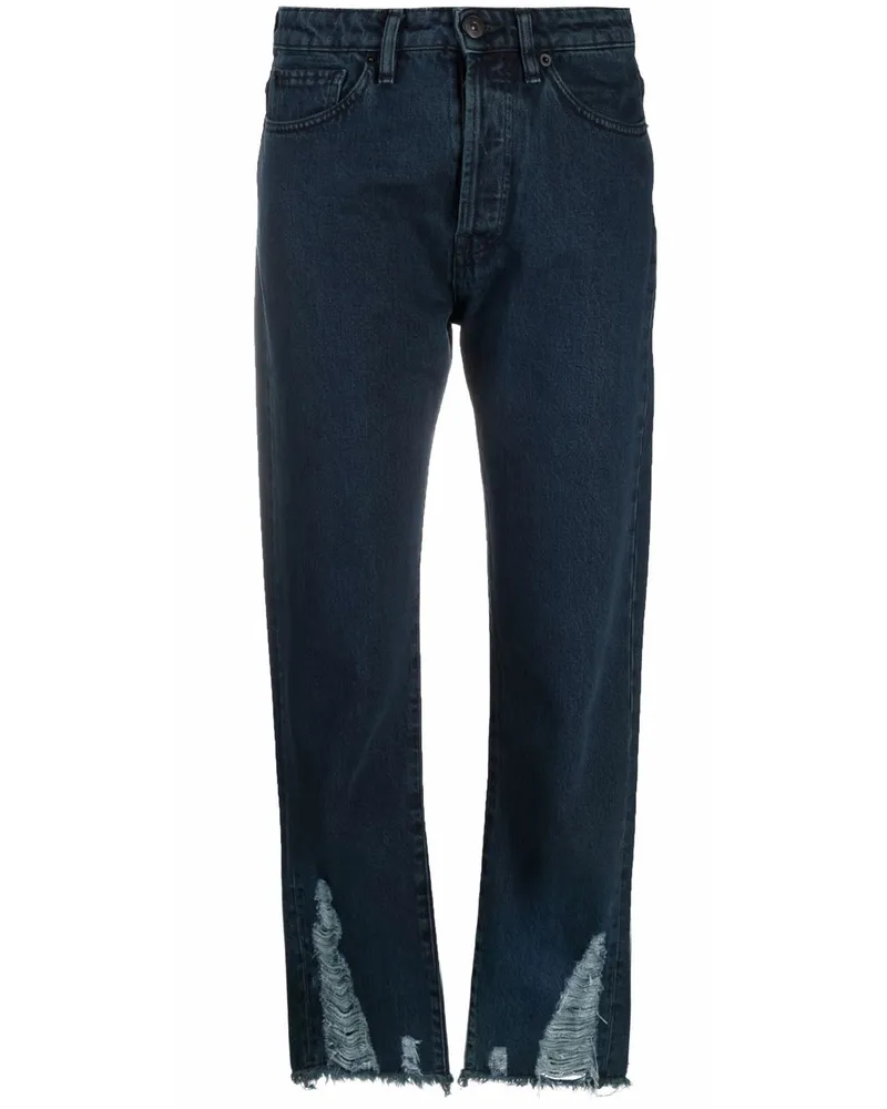 3x1 Cropped-Jeans im Distressed-Look Blau