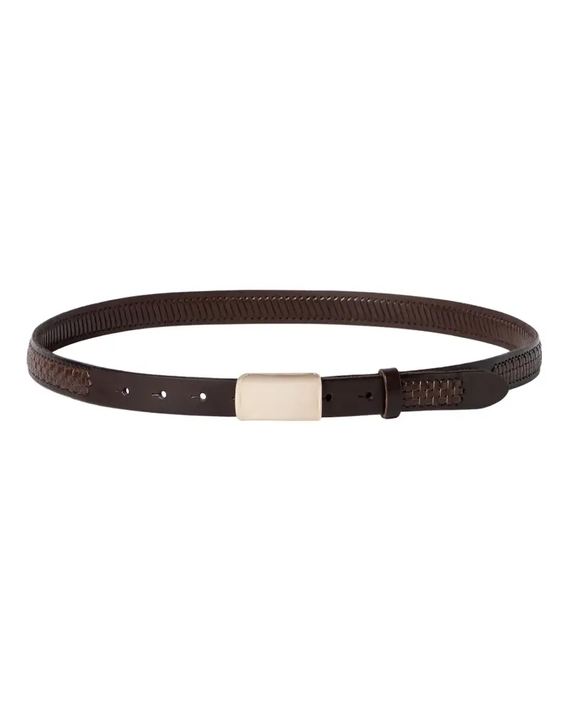 Brunello Cucinelli textured calfskin belt with box-frame buckle - Braun Braun