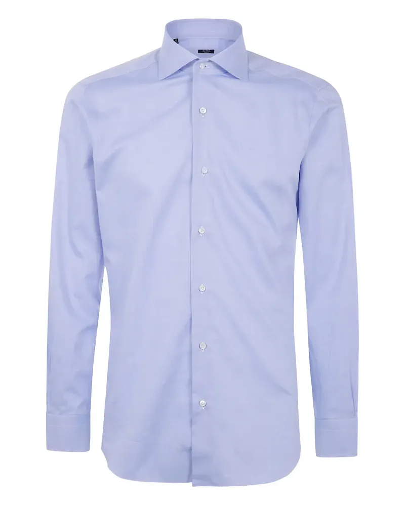 BARBA Popeline-Hemd - Blau Blau