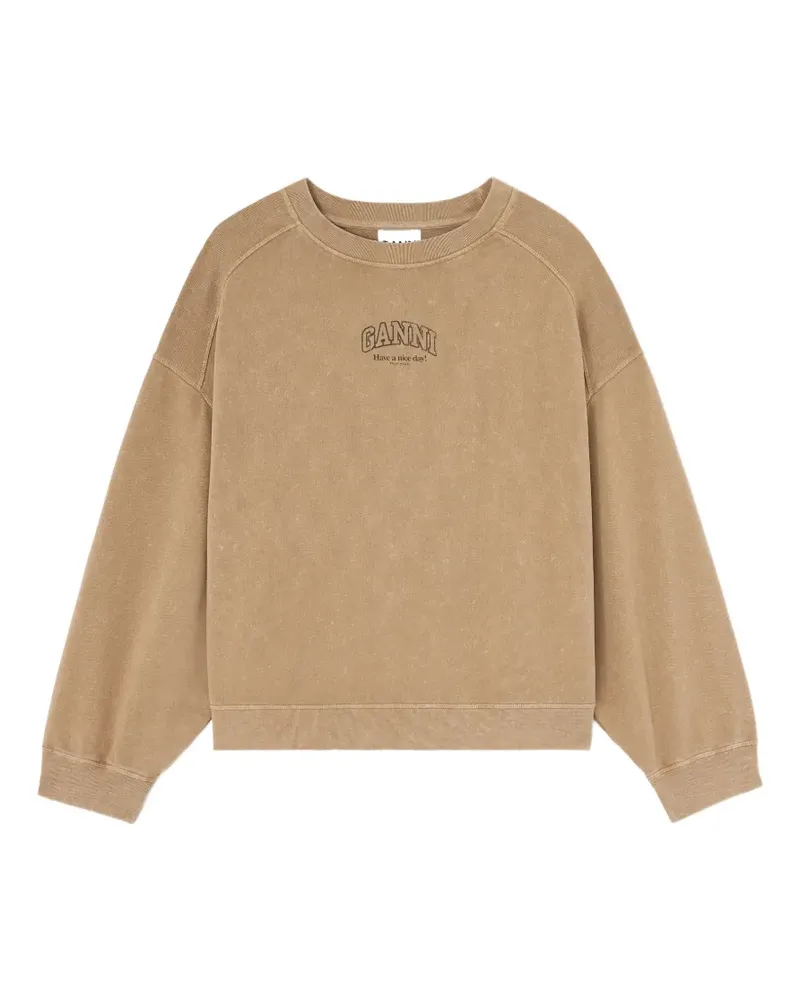 Ganni Sweatshirt mit Logo - Nude Nude