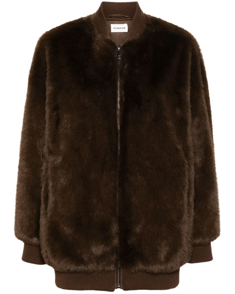 P.A.R.O.S.H. Mantel aus Faux Fur - Braun Braun