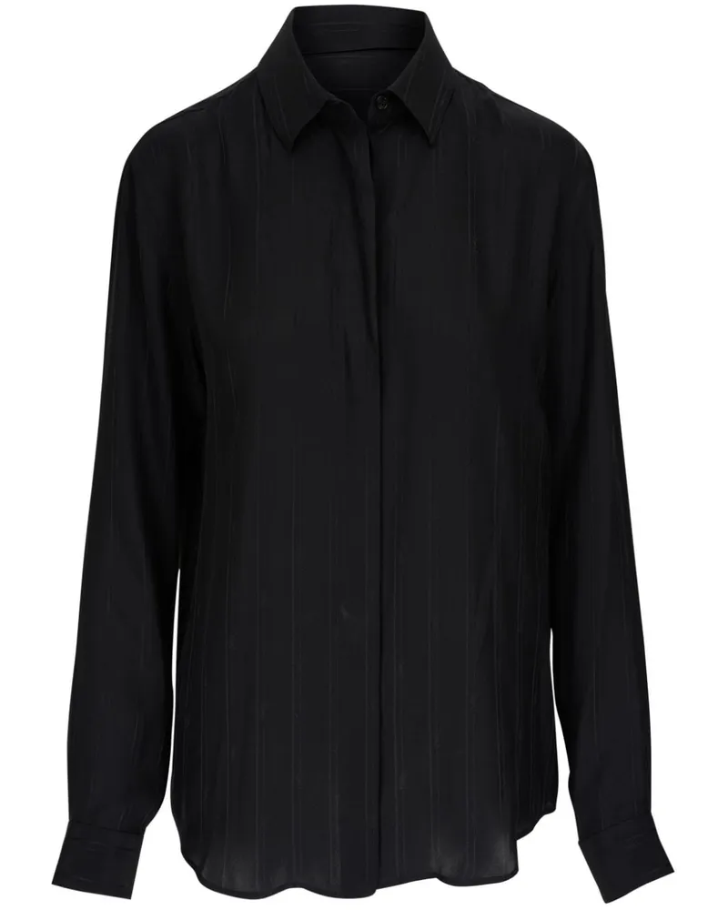 Saint Laurent Gestreiftes Seidenhemd - Schwarz Schwarz