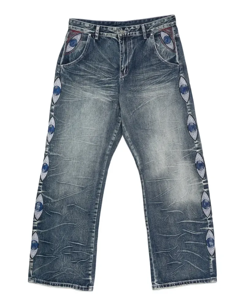 KidSuper beaded-embroidery jeans - Blau Blau