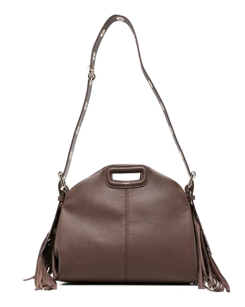 Maje Miss M Tote Bag aus Leder mit Fransen - Braun Braun