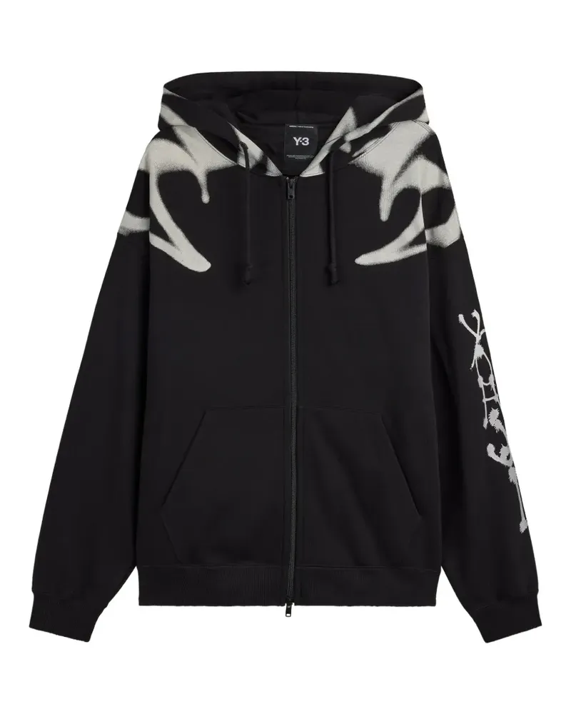 Y-3 Grafische Yaksha Kapuzenjacke - Schwarz Schwarz