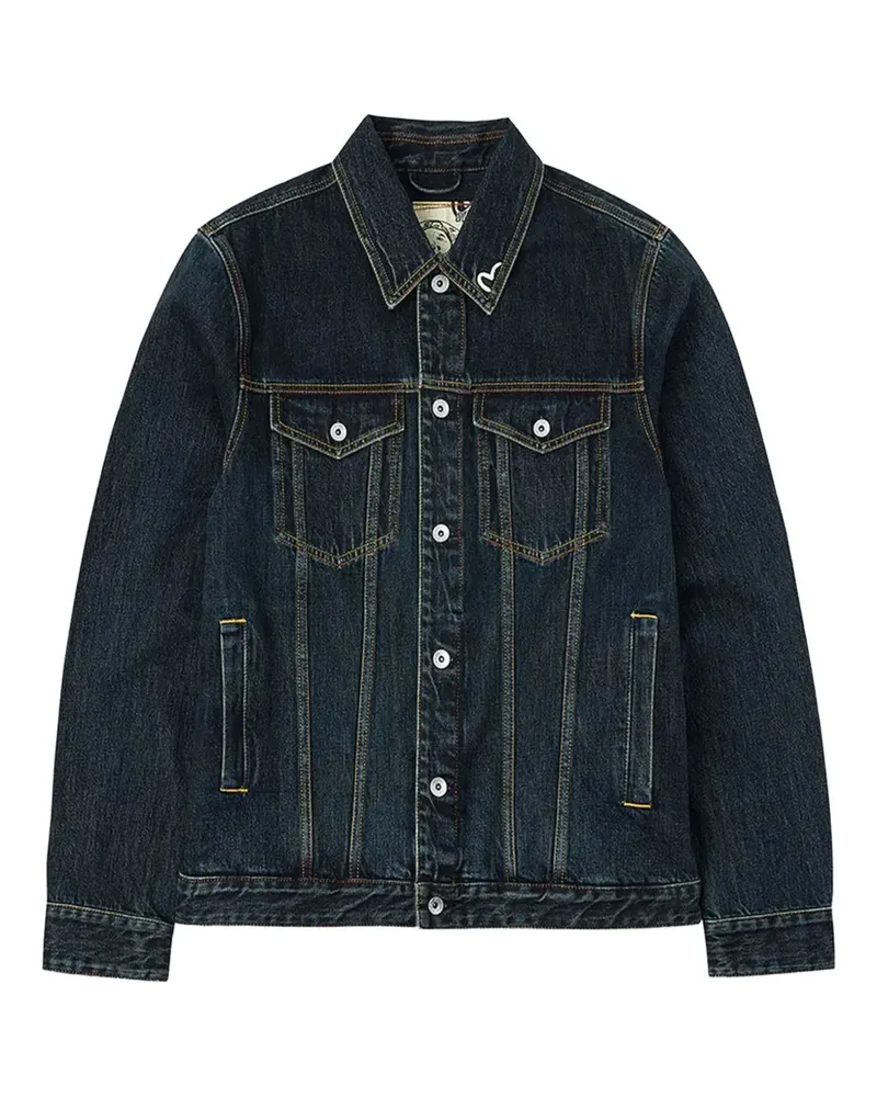 Evisu buttoned brushstroke denim jacket - Blau Blau
