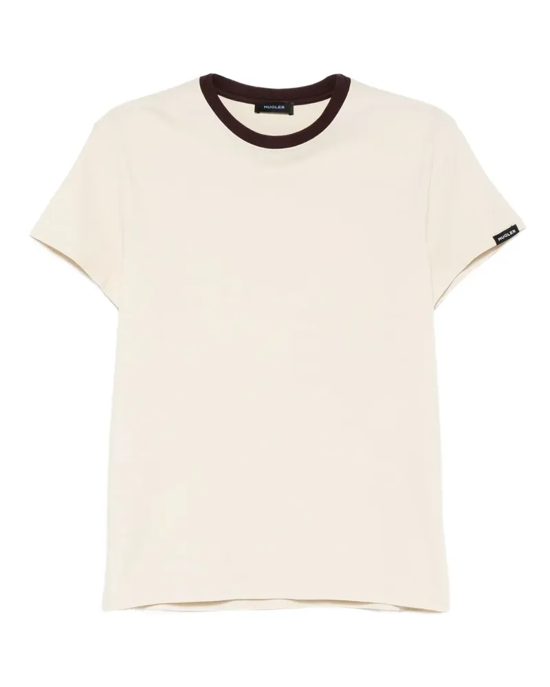 Thierry Mugler T-Shirt mit geripptem Besatz - Nude Nude