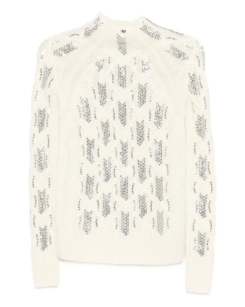 Ermanno Scervino Verzierter Pullover mit Zopfmuster - Nude Nude