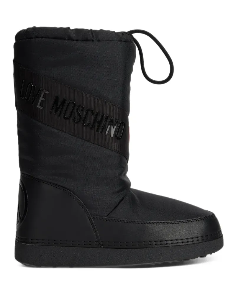 Moschino logo-tape heart-patch boots - Schwarz Schwarz