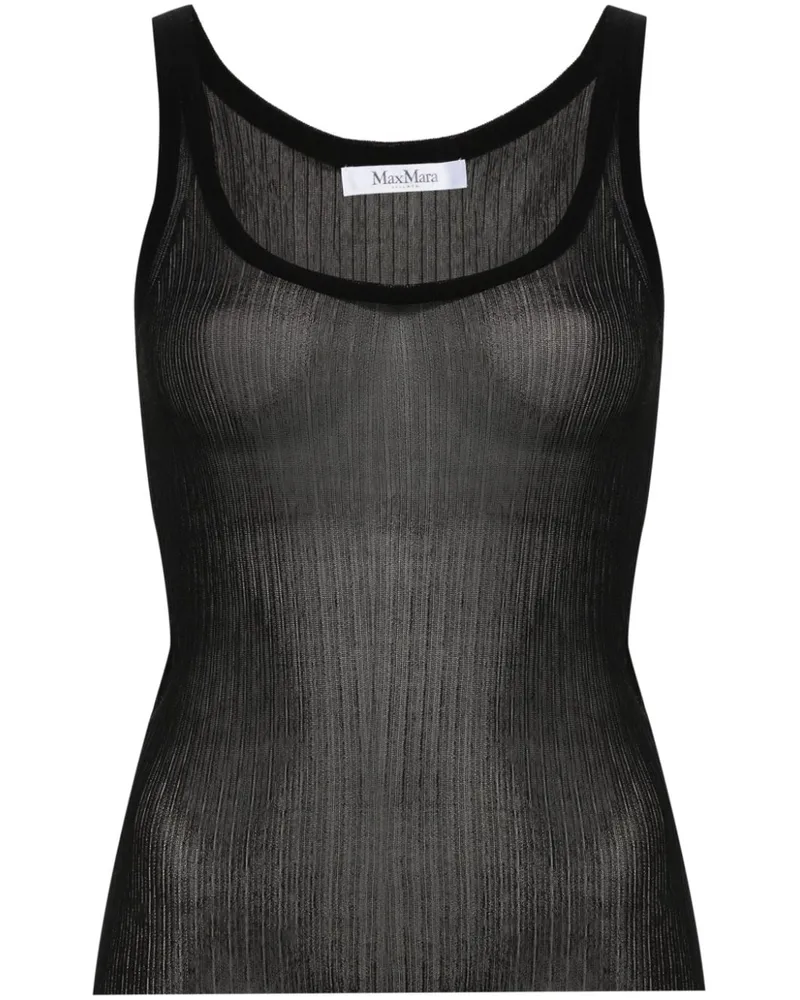 Max Mara Fein geripptes Tanktop - Schwarz Schwarz