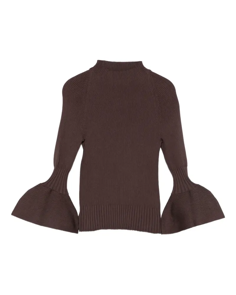 Genny Gerippter Pullover mit Glockenärmeln - Braun Braun